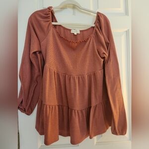 Perfect Peach Mauve feminine Babydoll Tunic Size Large